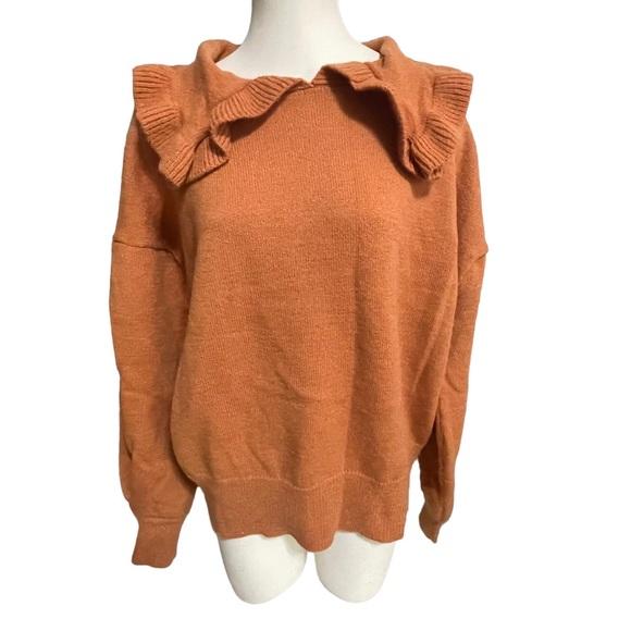 Stitch and Knot Lenna ruffle necks collar knit sweater Size Large - Picture 3 of 15